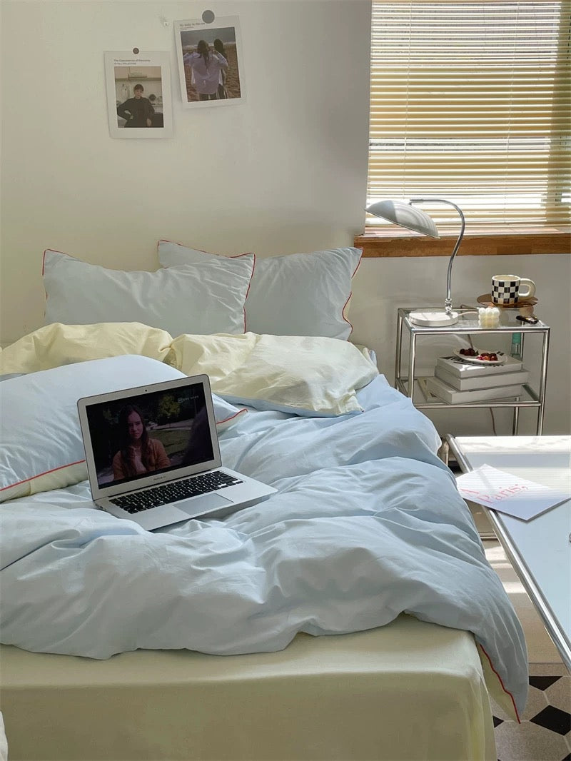 Navy Blue Color Block Bedding Set