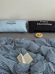 Black & Blue Preppy Gingham Bedding Set