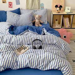 Blue Striped Bedding Set