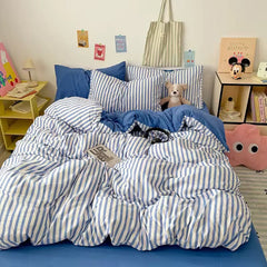 Blue Striped Bedding Set