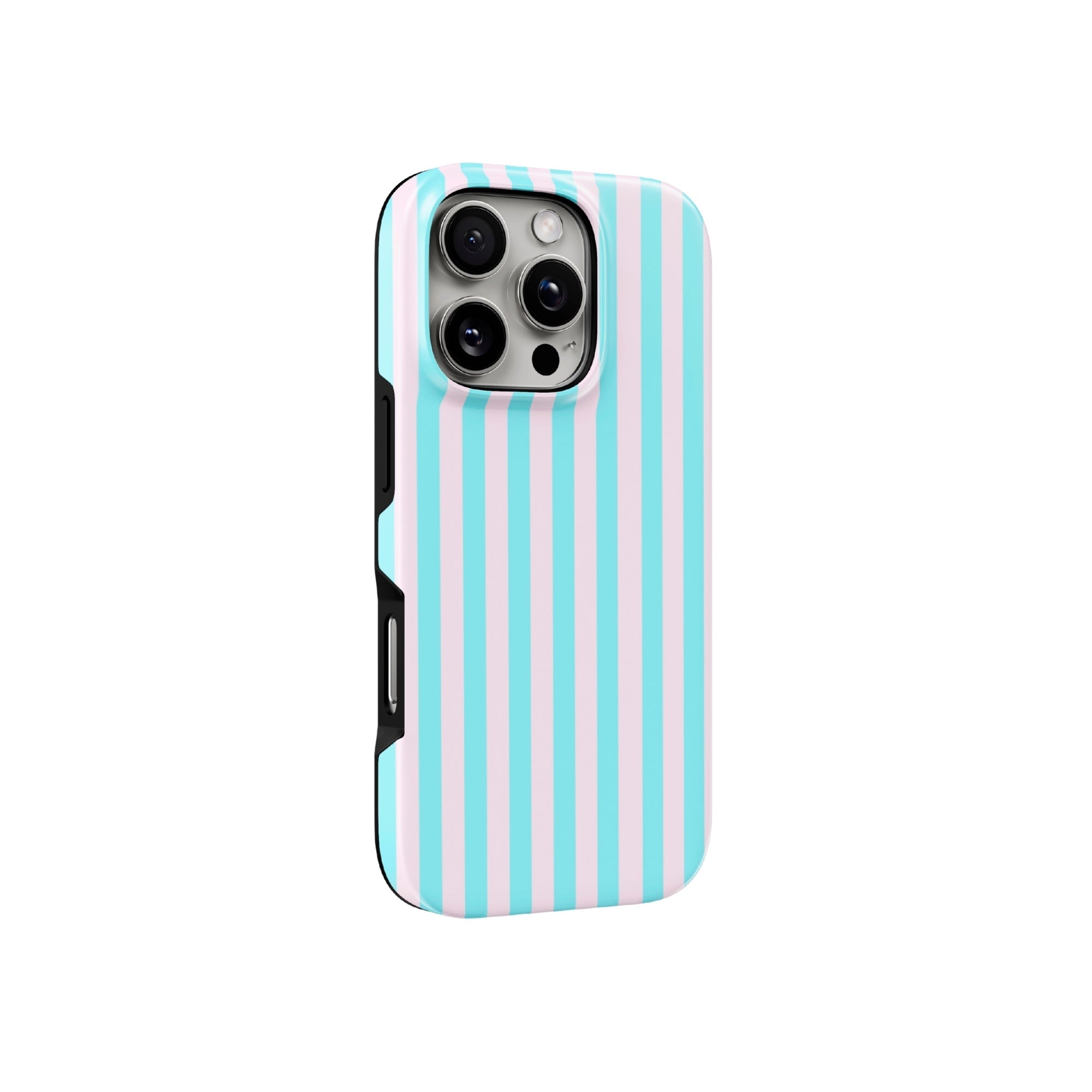 Glossy Turquoise & Pink Striped iPhone Case