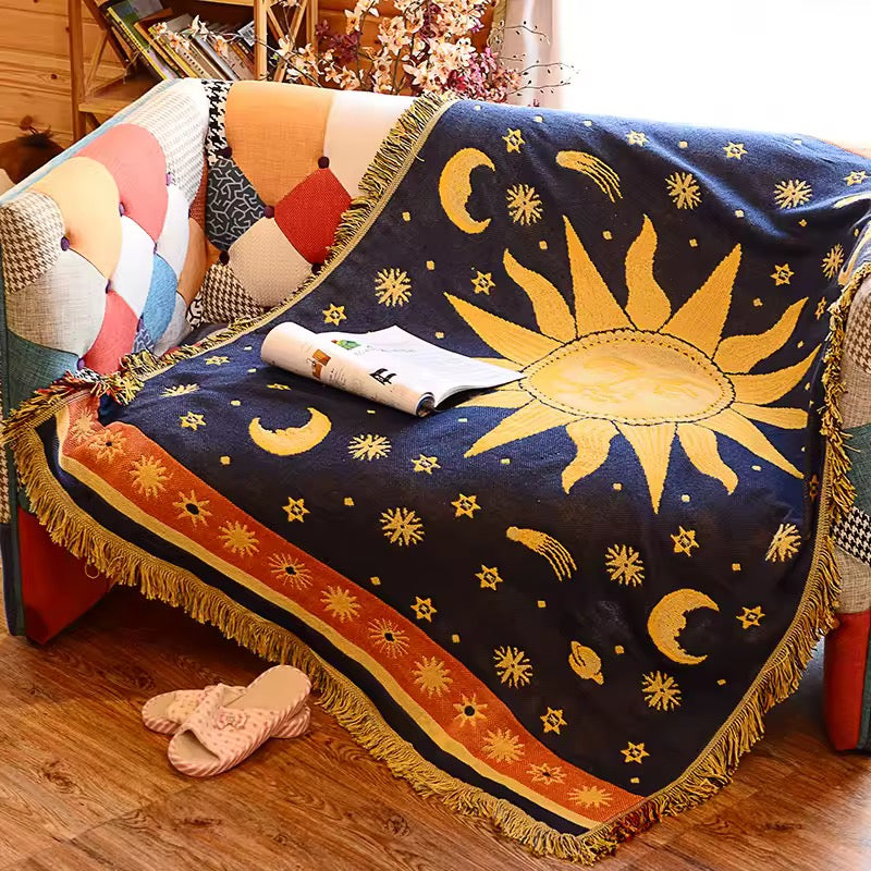 Celestial Sun & Moon Woven Blanket
