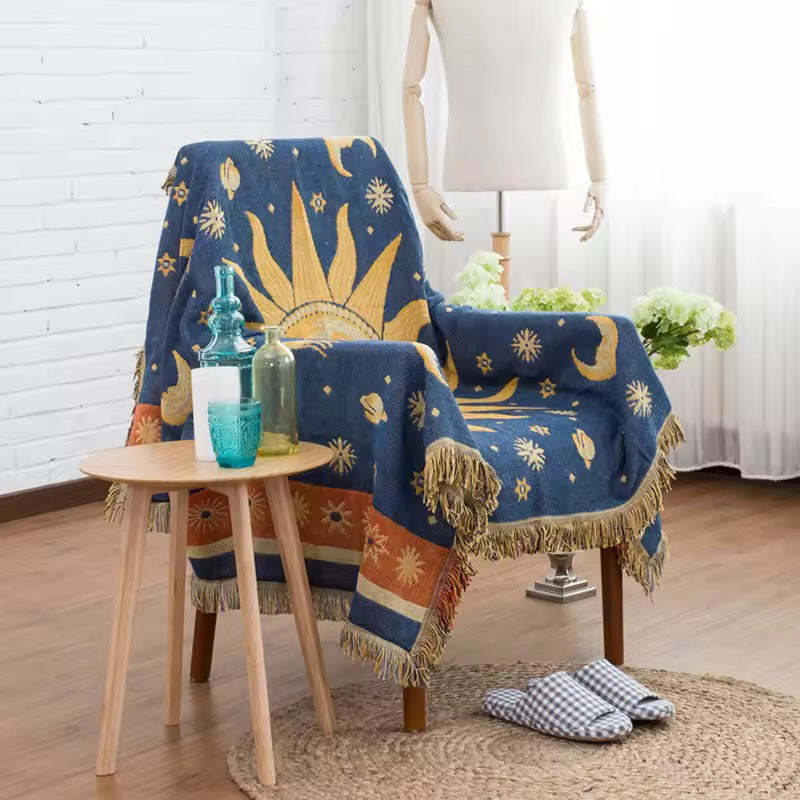 Celestial Sun & Moon Woven Blanket