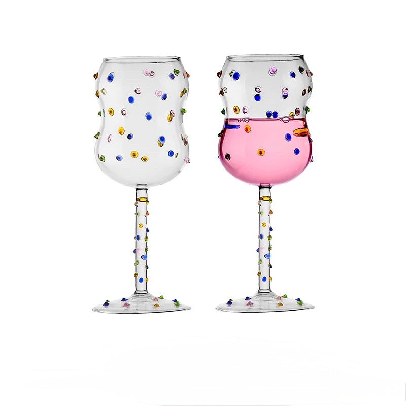 Colorful Dots Wine Goblet Glass
