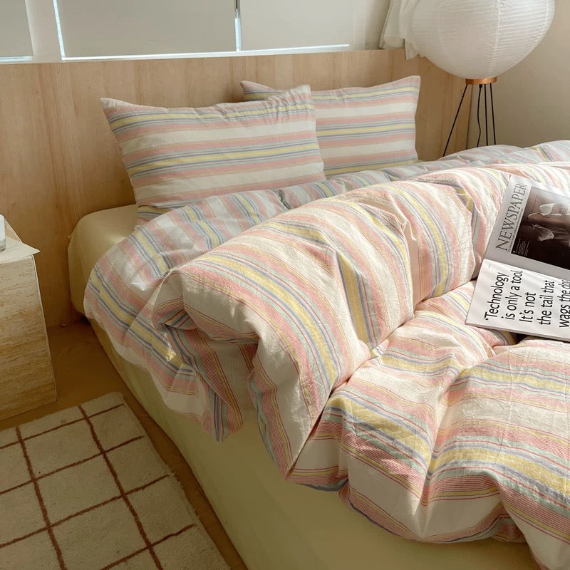 Aesthetic Retro Striped Duvet Cover Set