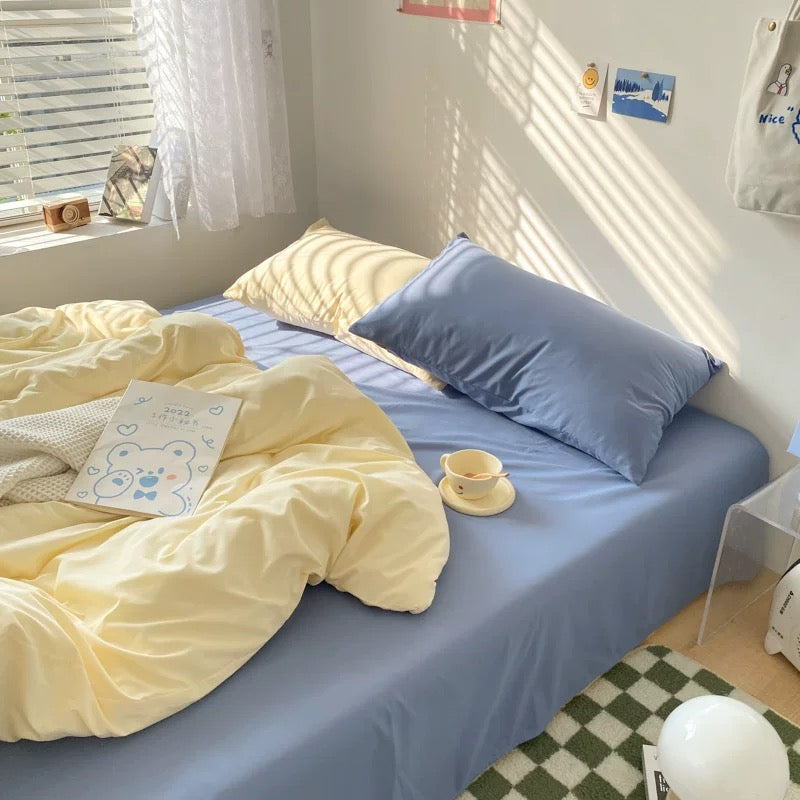 Soft Pastel Blue & Cream Bedding Set
