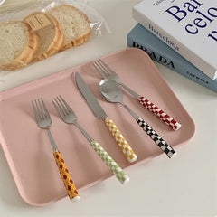 Retro Checkerboard Cutlery Set