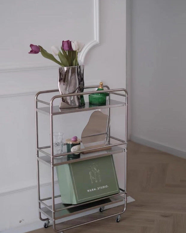 Chrome Rolling Bar Cart