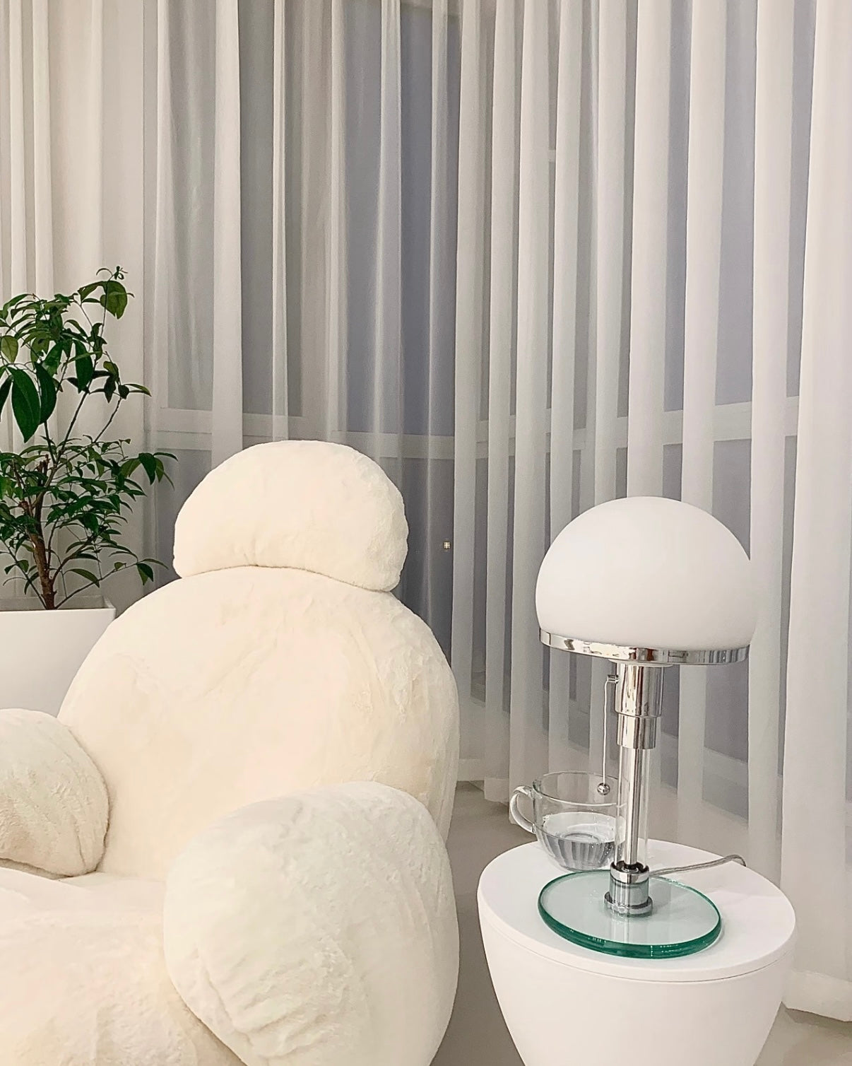 Bauhaus Chrome Mushroom Table Lamp