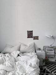 White & Black Striped Bedding Set