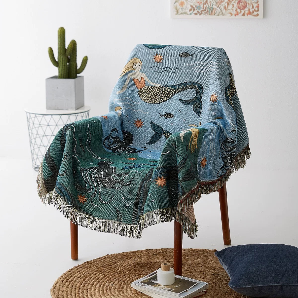 Mermaid Woven Throw Blanket