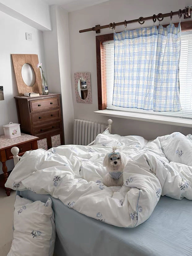 White Floral Cotton Duvet Cover Set