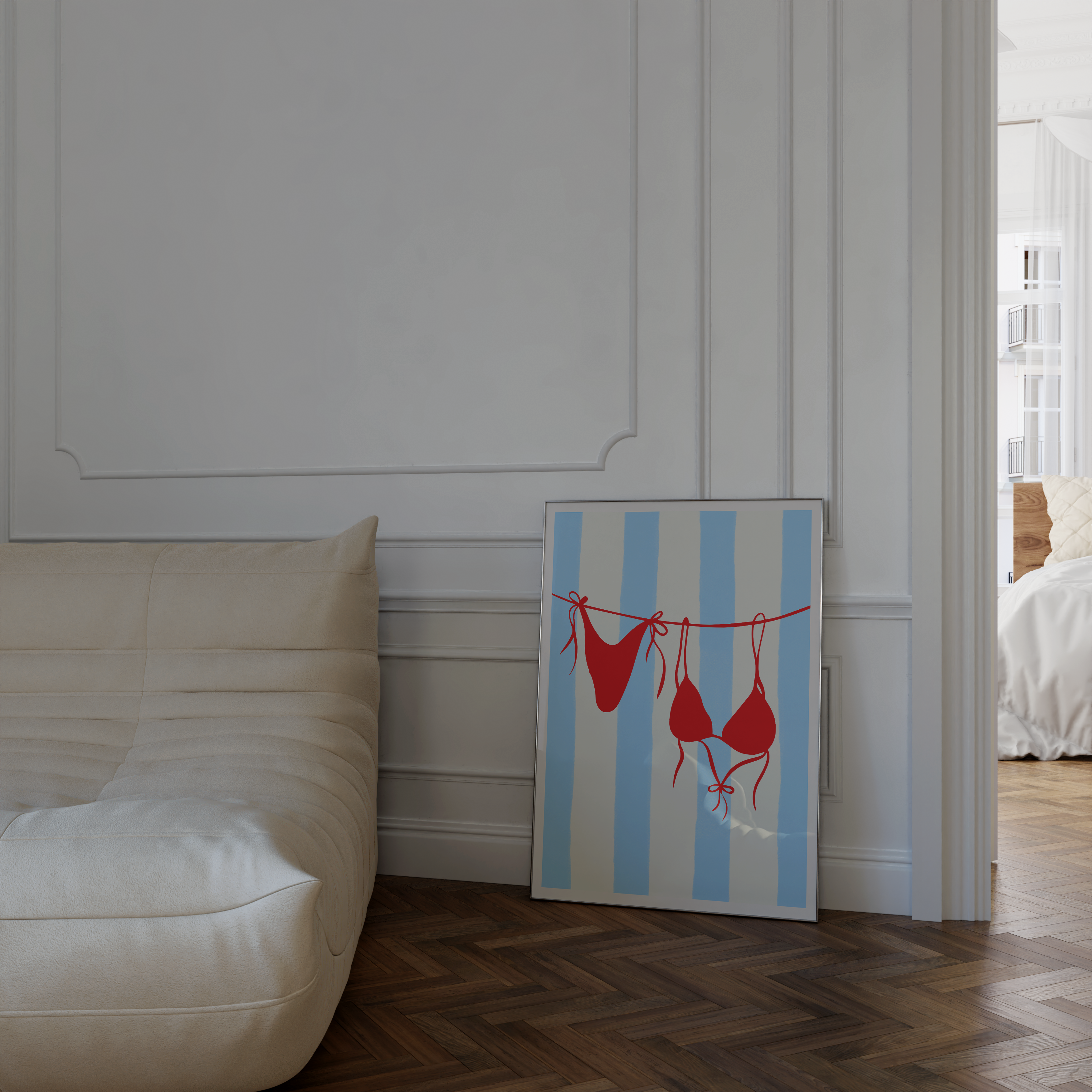 Blue Stripe Coastal Poster Set