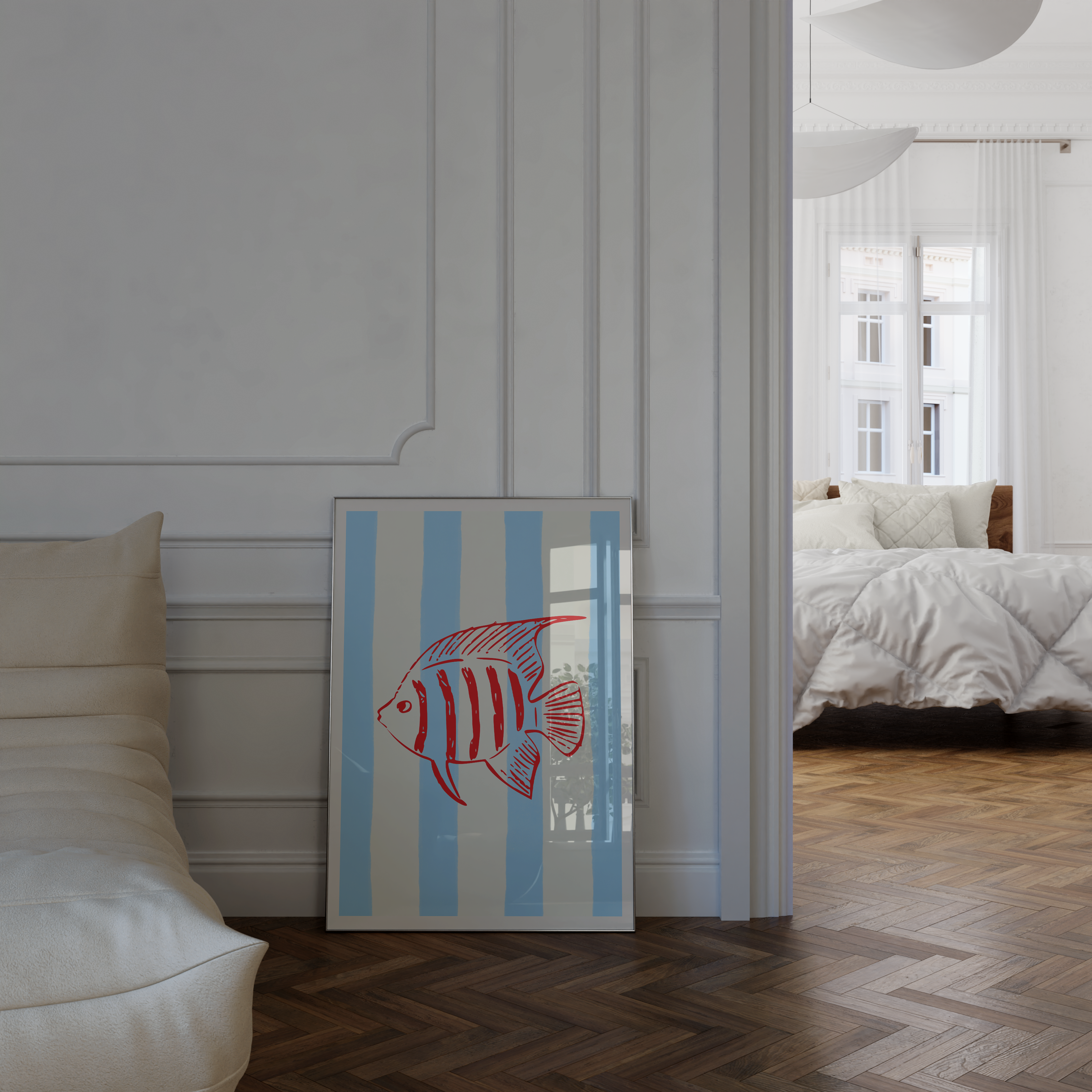 Blue Stripe Coastal Poster Set