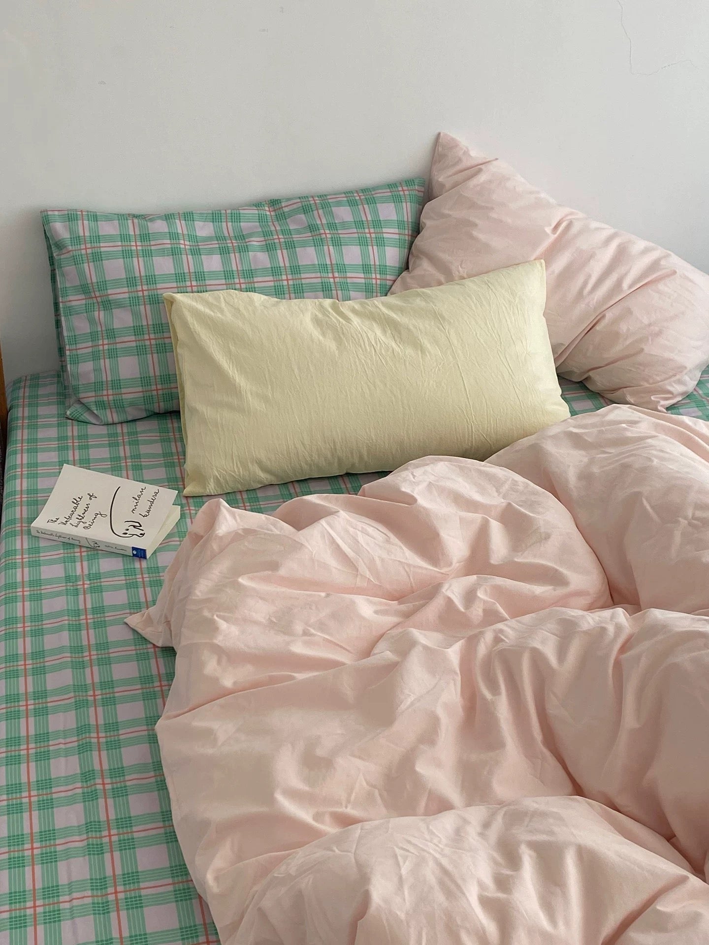 Pink & Mint Green Plaid Bedding Set