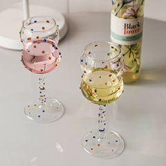 Colorful Dots Wine Goblet Glass