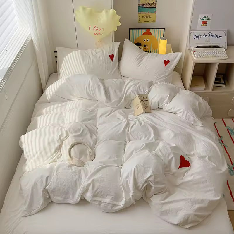 Mint Green Heart Bedding Set