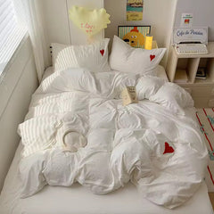 White Heart Coquette Bedding Set