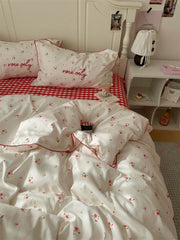Coquette Rose Plaid Bedding Set