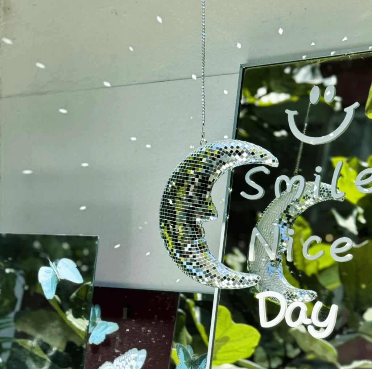 Crescent Disco Moon Mirror Pendant