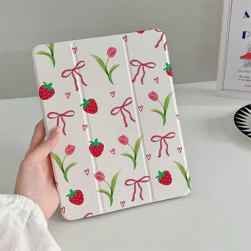 Coquette Strawberry & Tulip iPad Case