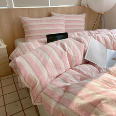 Coquette Pink Striped Duvet Cover Set