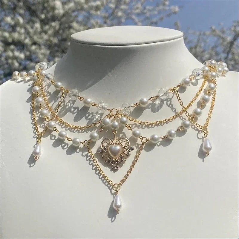 Fairycore Pearl Choker Necklace