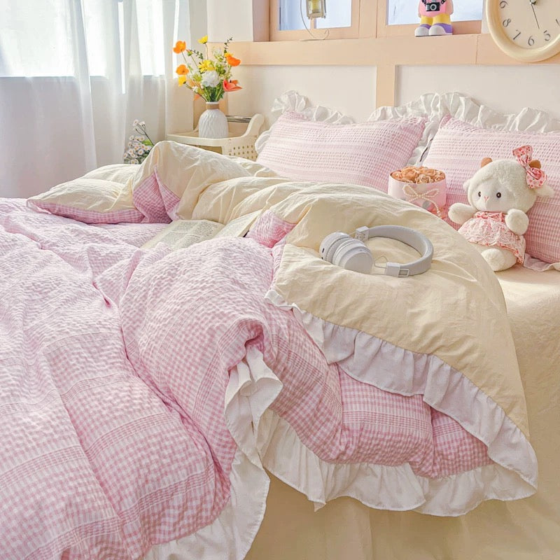 Pink Princess Gingham Bedding Set