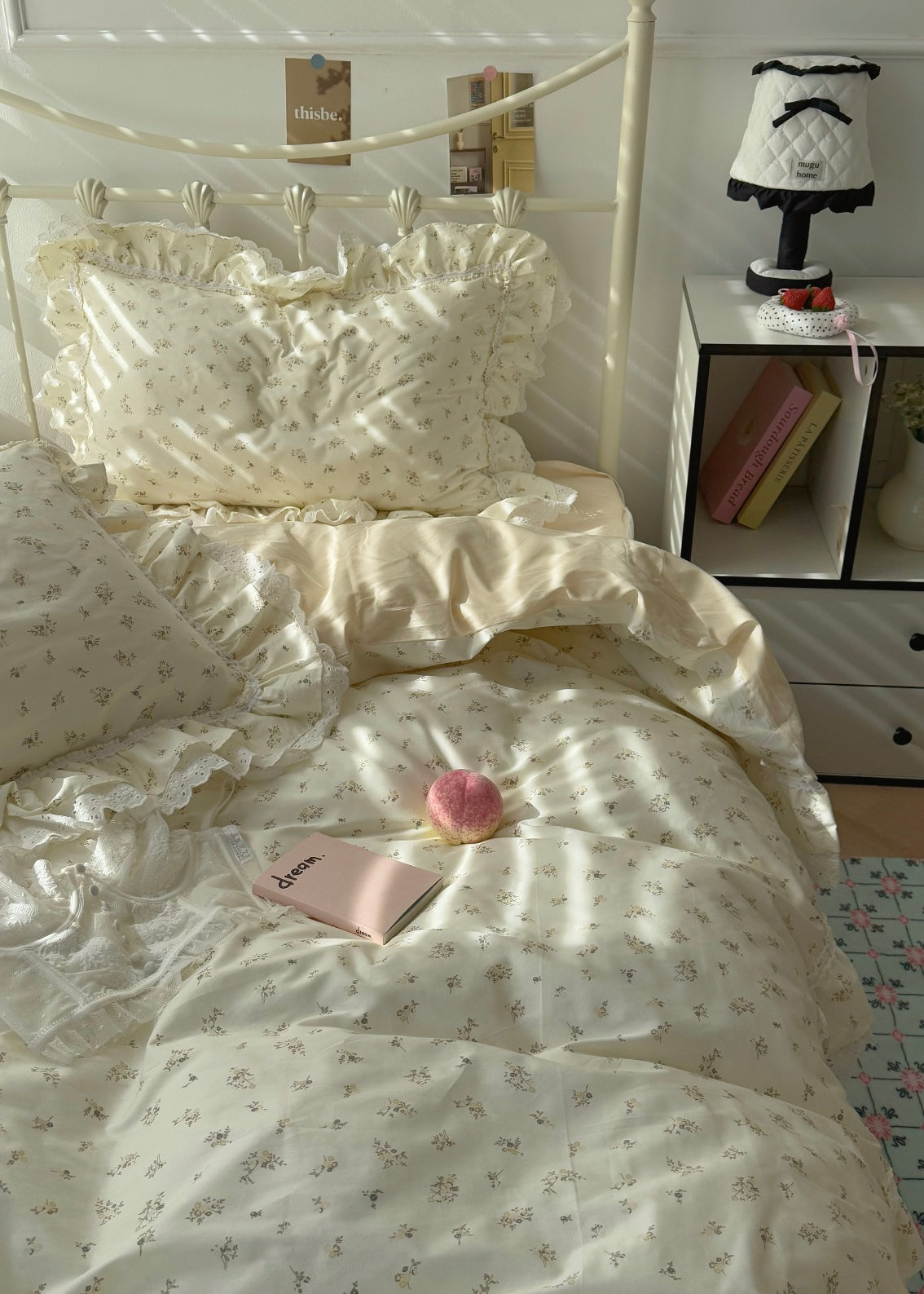 Ivory Floral Cotton Duvet Cover Set