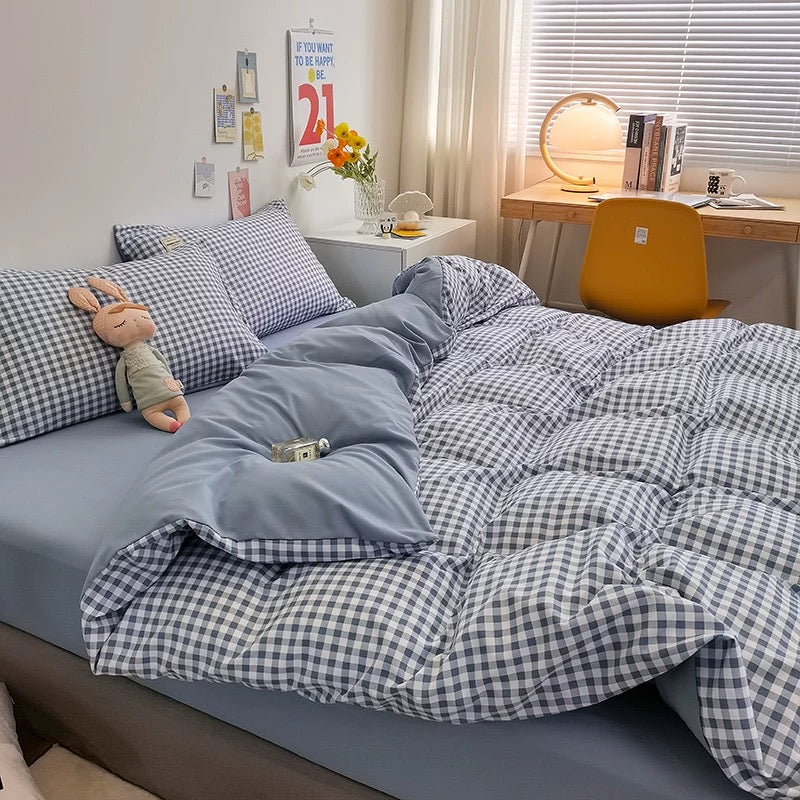 Gingham Plaid Duvet Cover Set
