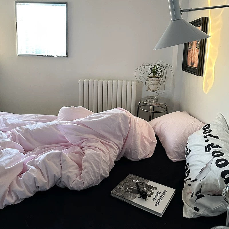 Pink & Black Minimalist Bedding Set