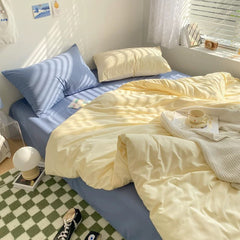 Soft Pastel Blue & Cream Bedding Set