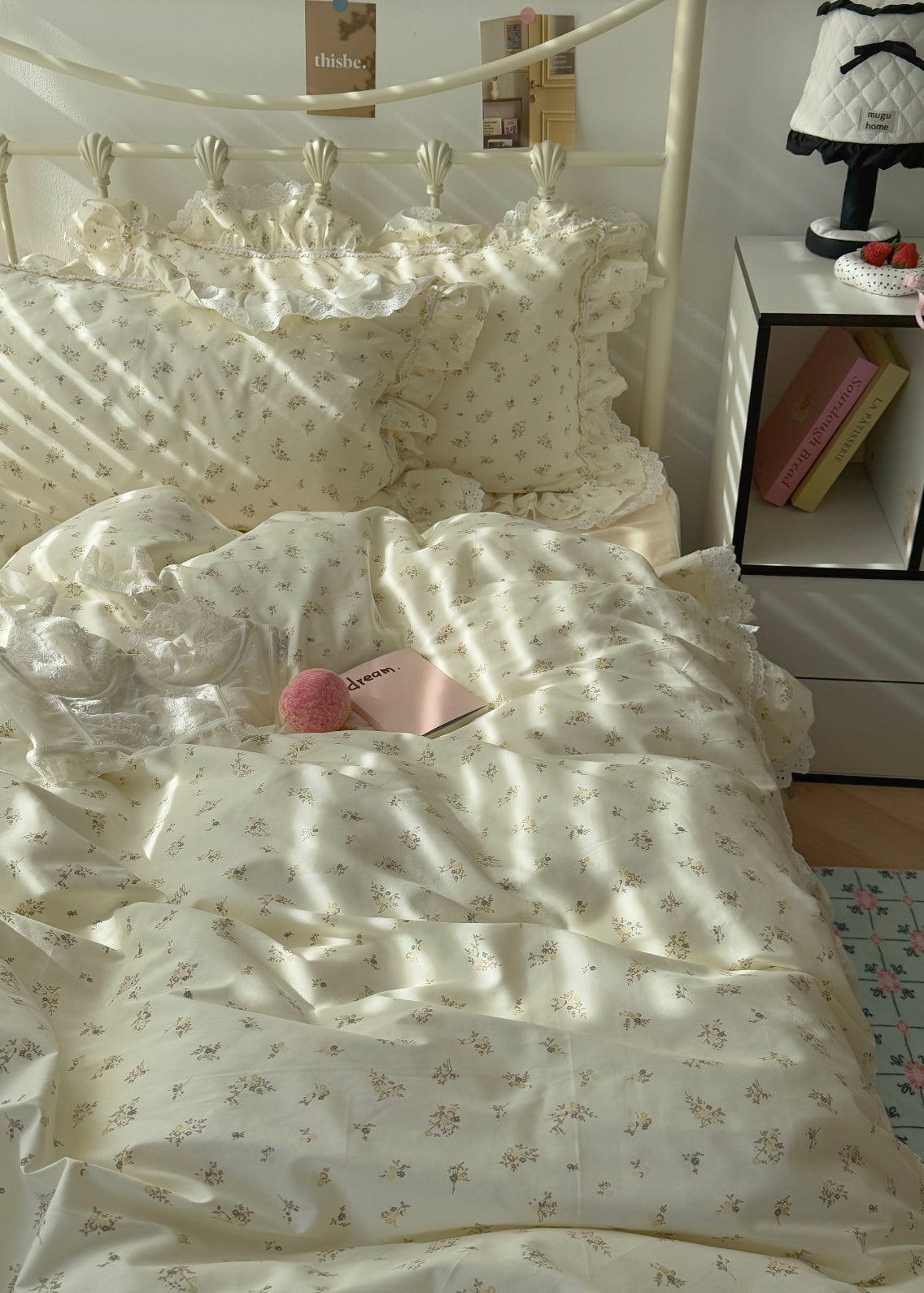 Ivory Floral Cotton Duvet Cover Set