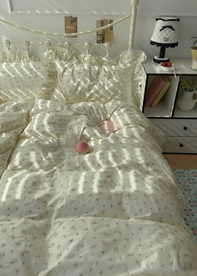 Ivory Floral Cotton Duvet Cover Set