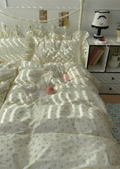 Ivory Floral Cotton Duvet Cover Set