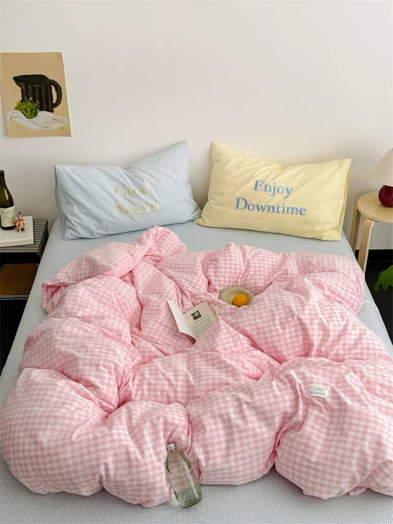 Black & Blue Preppy Gingham Bedding Set