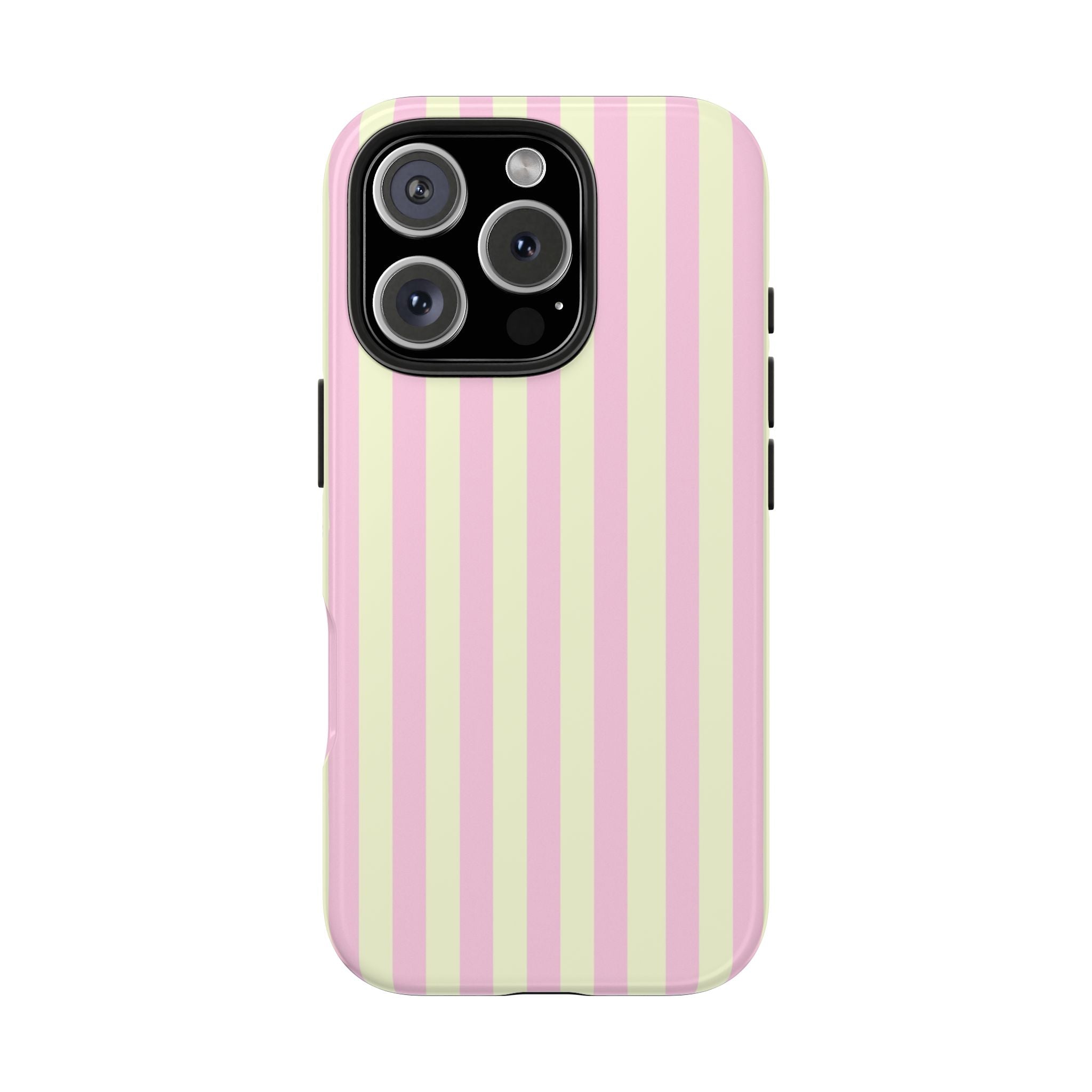 Glossy Pink & Yellow Striped iPhone Case