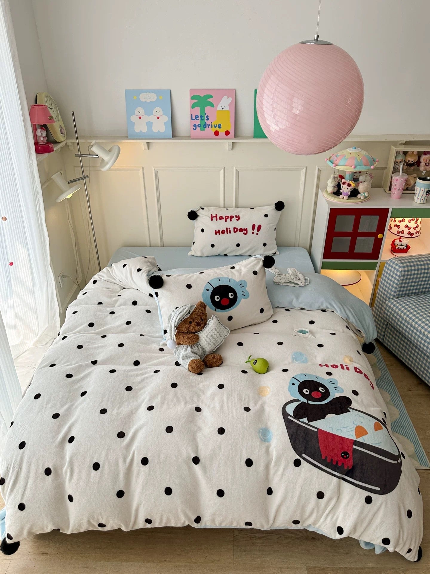 Cute Penguin Milk Fleece Bedding Set