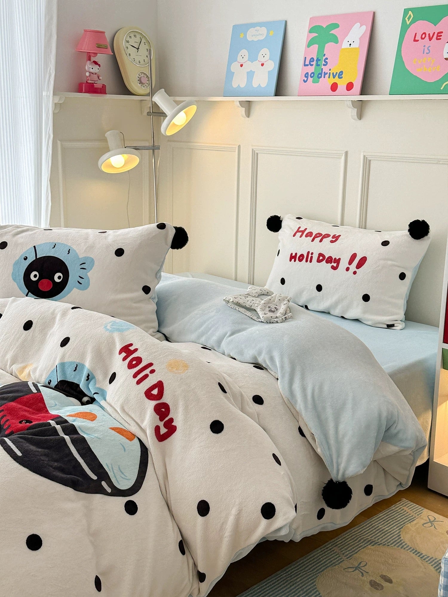 Cute Penguin Milk Fleece Bedding Set