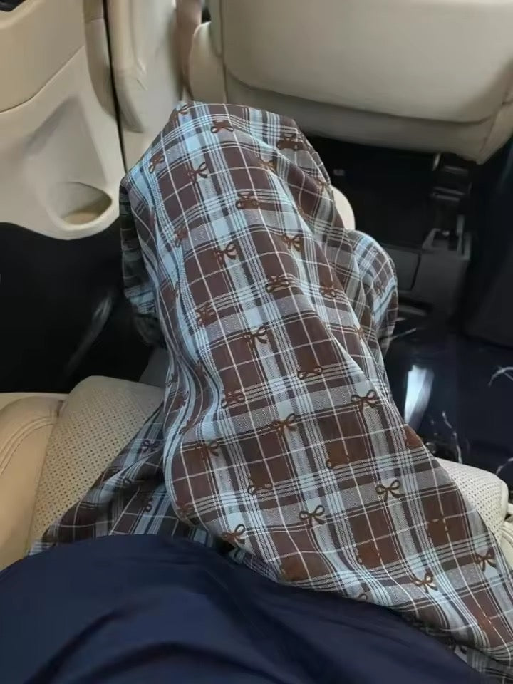 Korean Bow Plaid Pajama Pants