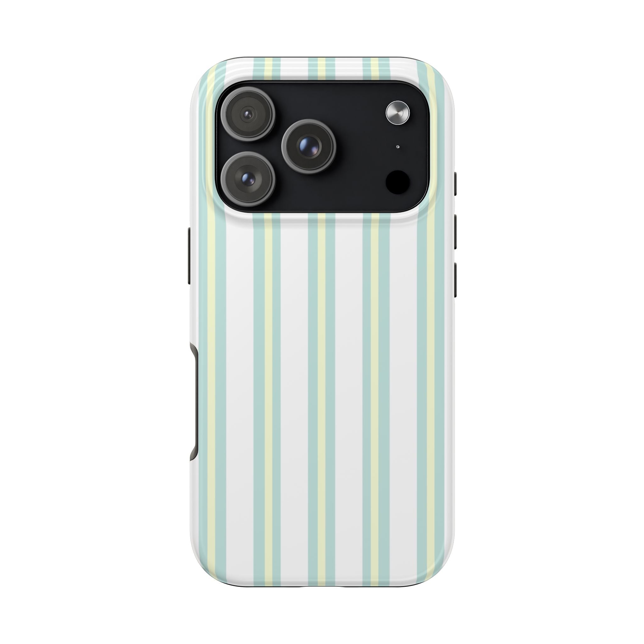 Mint & Yellow Glossy Striped iPhone Case