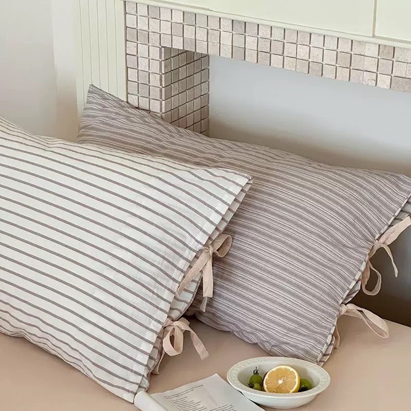 Pastel Striped Bow Pillowcase