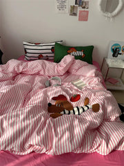 Cartoon Puppy Embroidered Bedding Set
