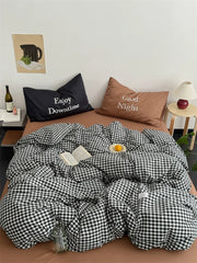 Black & Brown Preppy Gingham Bedding Set