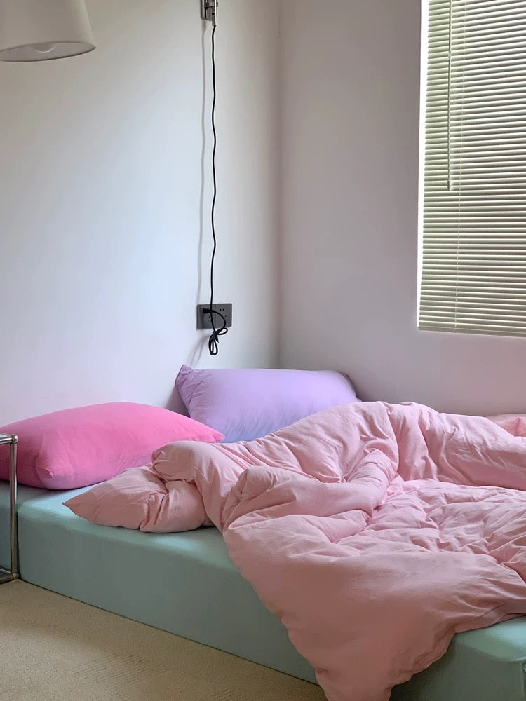 Pastel Pink Cotton Duvet Cover Set