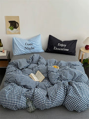 Black & Blue Preppy Gingham Bedding Set