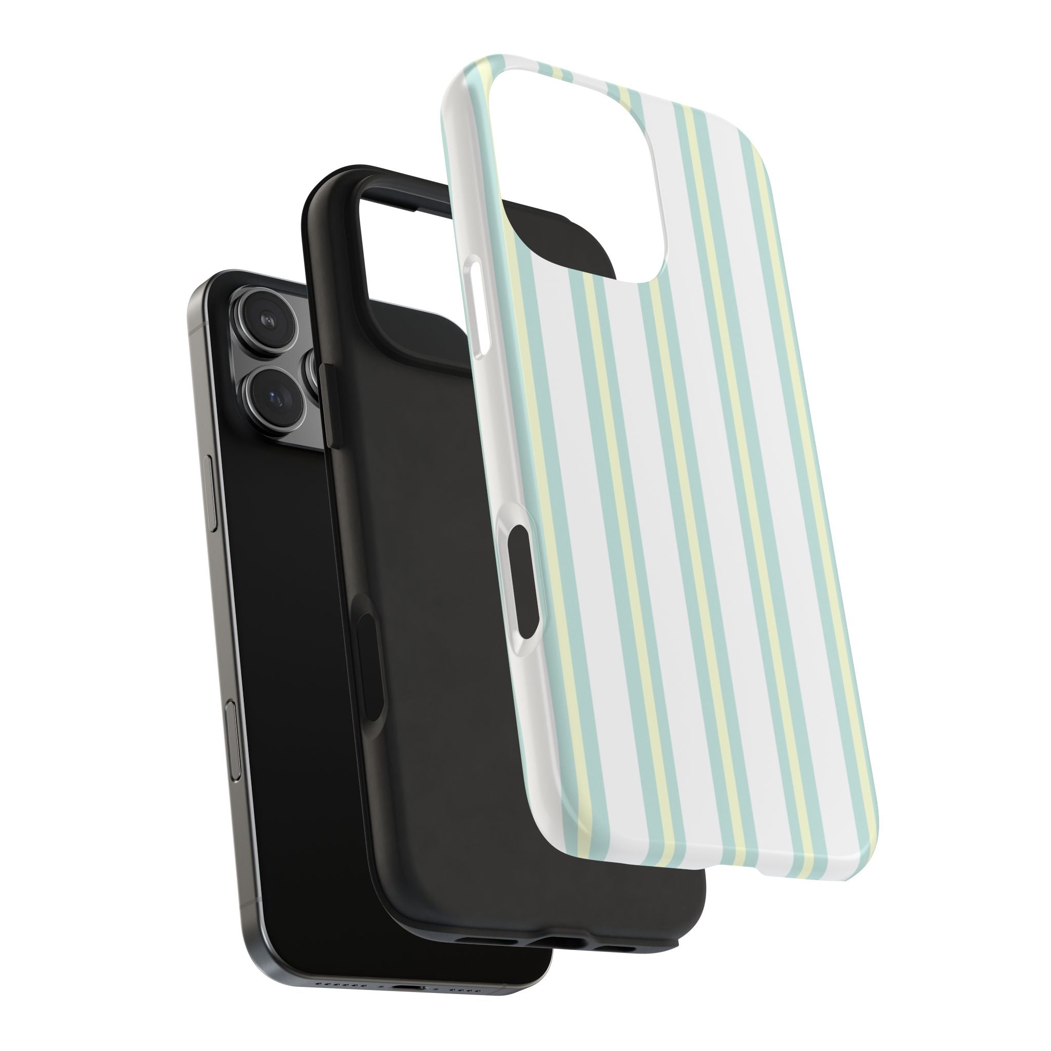 Mint & Yellow Glossy Striped iPhone Case