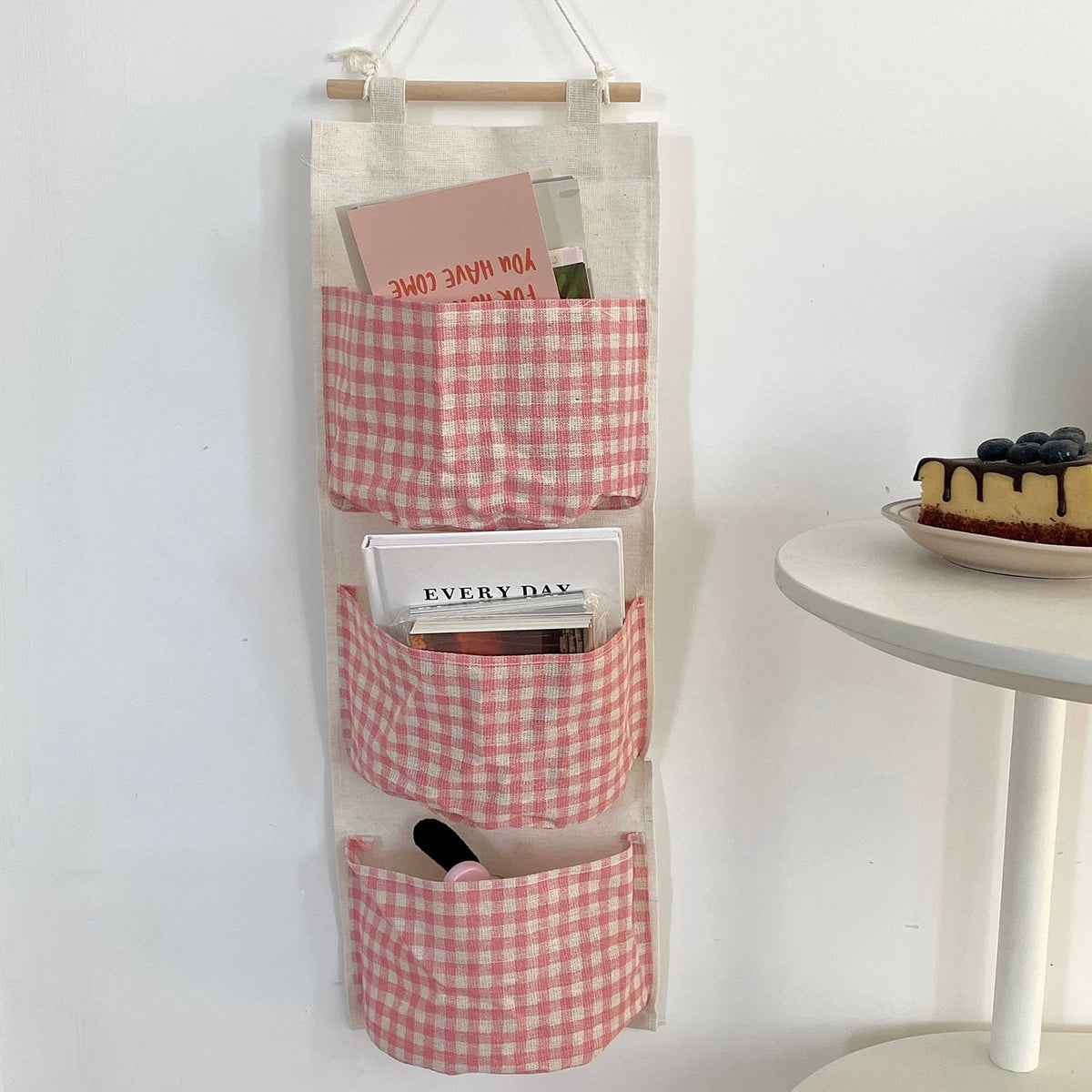 Pink Gingham Wall Organizer
