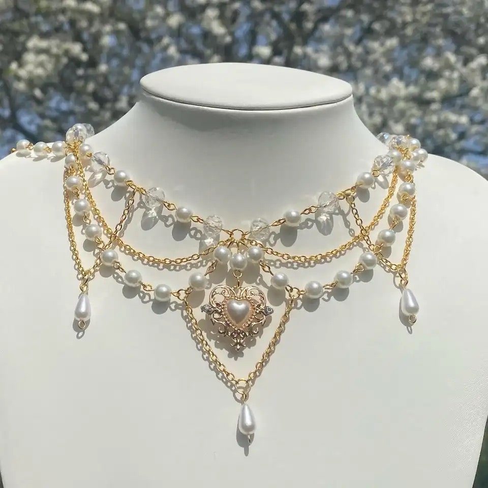Fairycore Pearl Choker Necklace