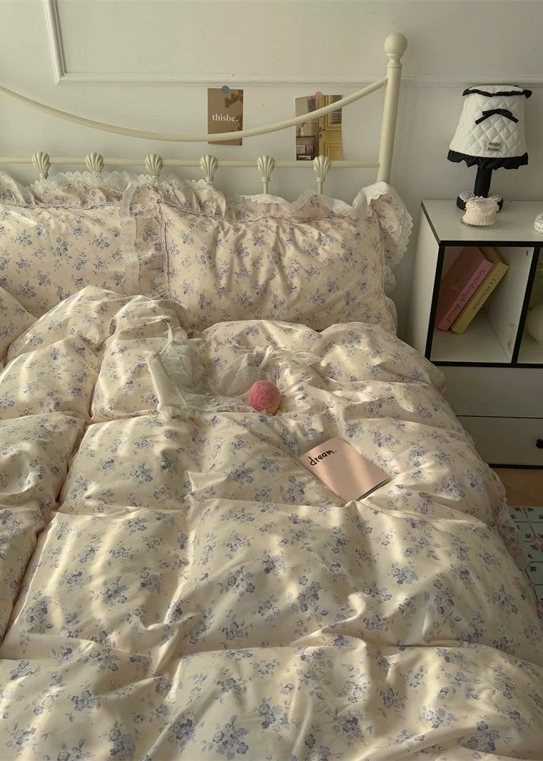 French Lace Floral Cotton Bedding Set